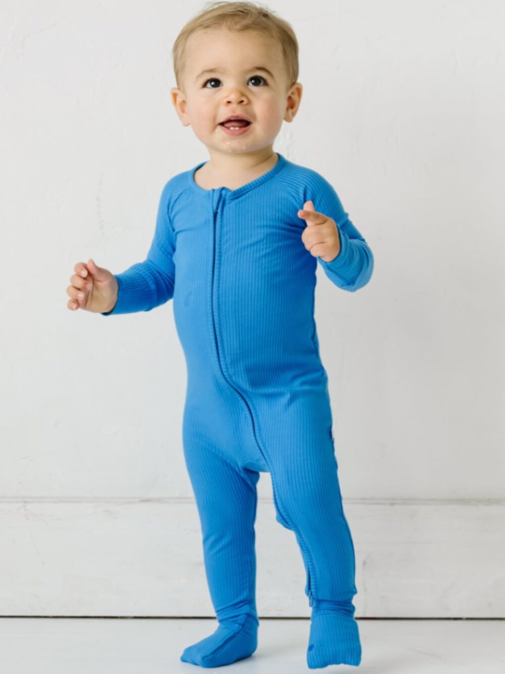Little Sleepies Ribbed Cobalt Zippy, 18-24m, EUC (small flaw)
